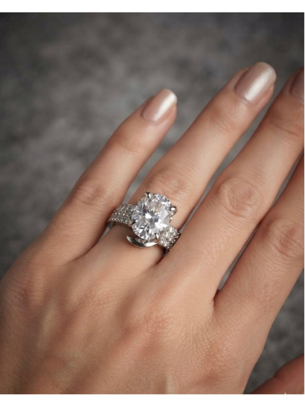 Women's Unbranded Silver and Clear Rhinestone Ring, One Size 8